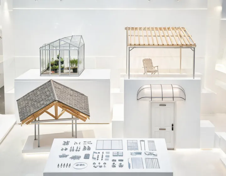 Organized Palram outdoor structure collection display