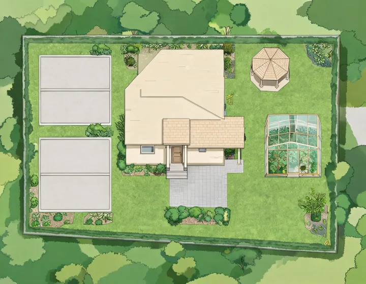 Illustrated map of greenhouse, patio, gazebo and entrance canopy applications